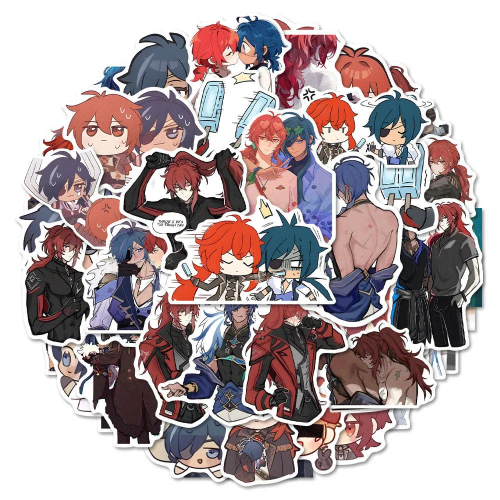 Sunsyea Genshin Impact Merch Fans Collection Role Stickers 54 Pieces Diluc Kaeya