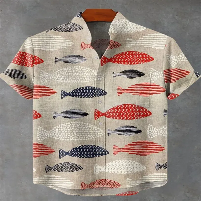 New spring and summer shirts with marine biological printing3D high-definition printing men's plus size tops for quickdelivery