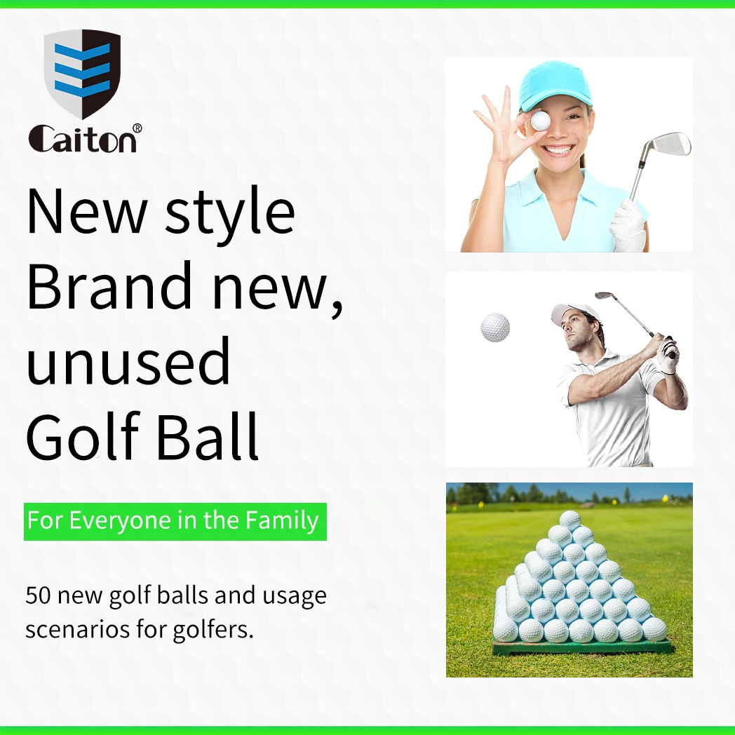 Caiton 50pcs 3-Layer Golf Balls - 332 Dimple, Max Distance, Spin Control, Durable, Accurate - For Practice, Training & Play