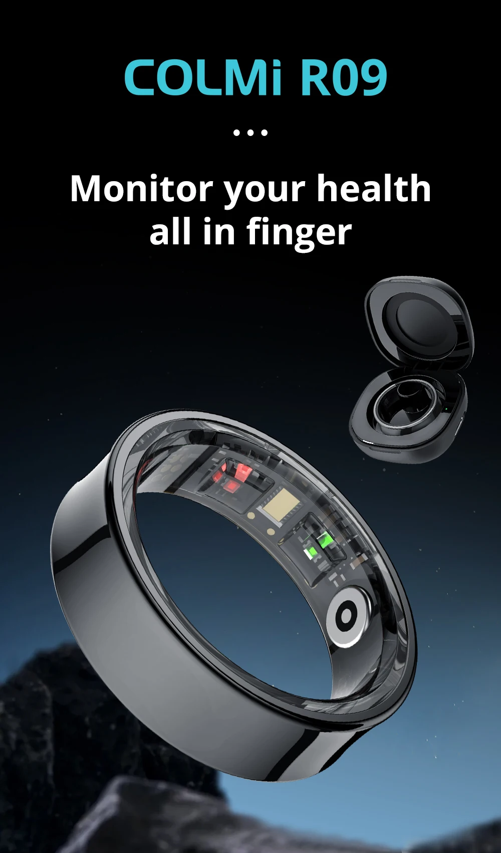 Bague Connectée Colmi R03 - Mesure Fréquence Cardiaque, Sommeil, Oxygène Sanguin - Neuf