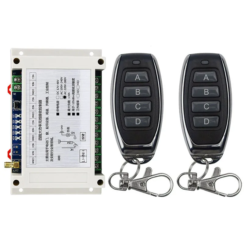 

Universal Wireless Remote Control AC110V 220V 240V 380V4CH Relay Receiver Module RF Switch Remote Control For Gate Garage Opener