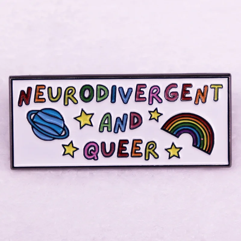 C4727 Rainbow neurodivergent and queer Briefcase Badges Brooches for Clothing Enamel Pins Lapel Pins for Backpack Accessories