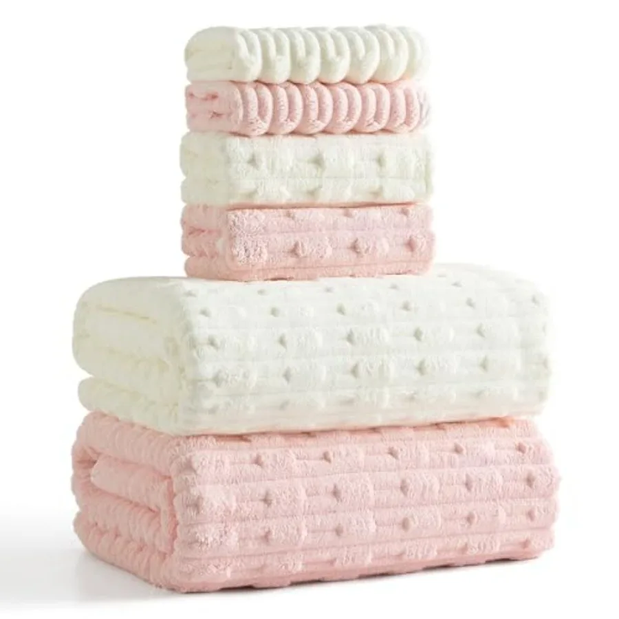 

Bath sheets for adults, microfiber, pink+white, oversized 40x80 inches, super soft quick-dry lightweight lint-free absorbent st