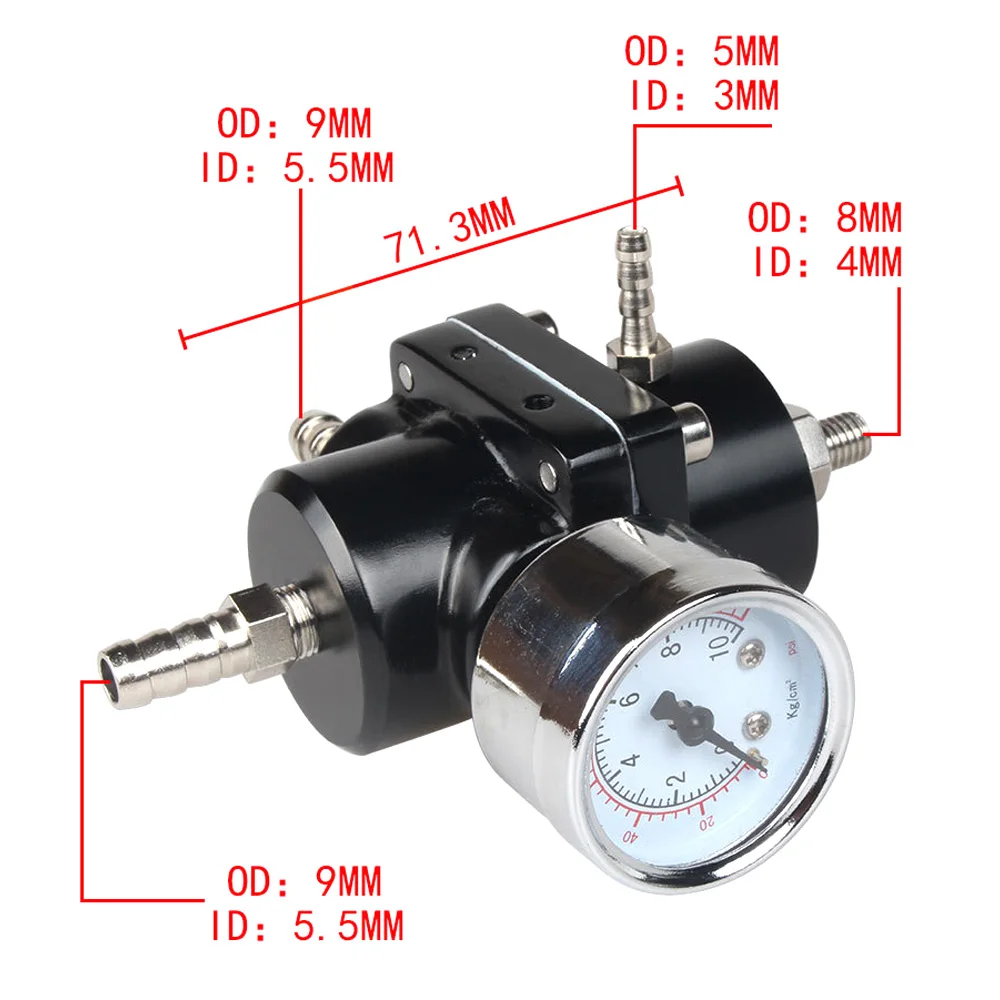 범용 조정 가능한 연료 압력 조절기 FPR/게이지, BMW E39 5 시리즈 페이스리프트 2000-2003, 0-140 PSI