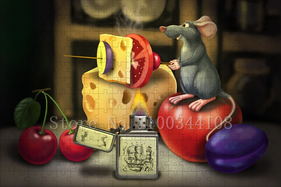 Disney Ratatouille จิ๊กซอว์ปริศนาสําหรับผู้ใหญ่ 300/500/1000 ชิ้นการ์ตูนภาพยนตร์ปริศนาไม้เด็ก Interactive ของเล่น