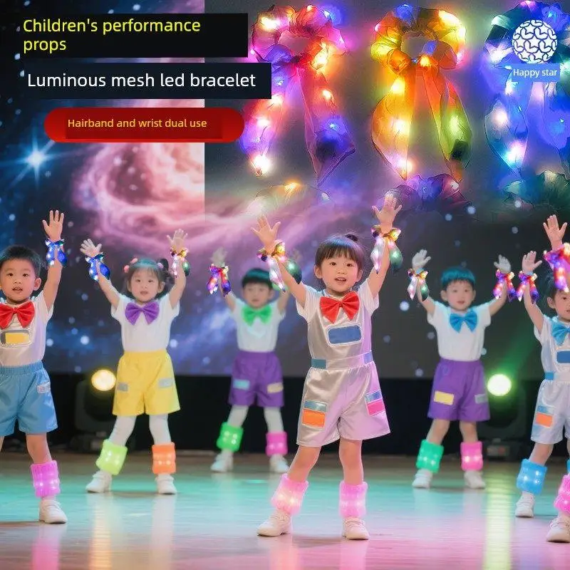 

Светящиеся браслеты-цветы для запястий, реквизит для детских танцев и выступлений, праздничные светящиеся в темноте украшения на запястья