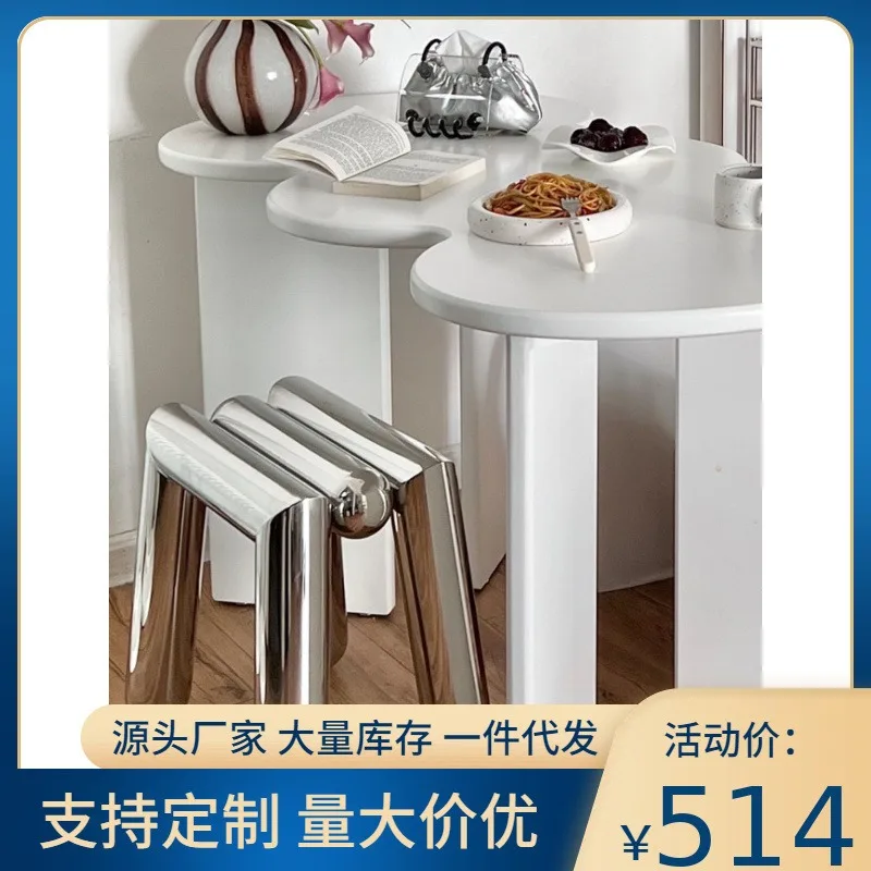 Internet celebrity mirror stainless steel shoe changing stool clothing milk tea coffee shop light luxury display stool small apa