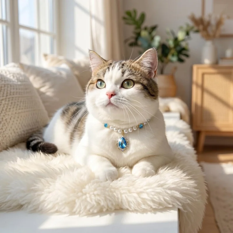 Collier décoratif pour chats et petits chiens avec pendentif brillant_voghion.com