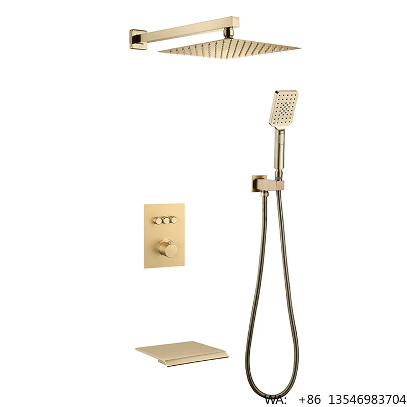 

Modern Shower System Concealed 3 Ways Rainshower Head Spray Hot Cold Water Shower Faucet with Hand Shower