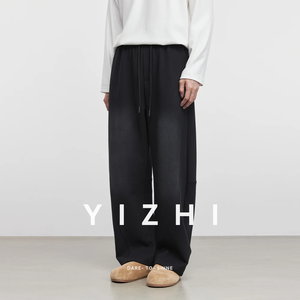 Fashion Men's Washed Straight Casual Pants 2025 Spring Autumn New Casual Sports Wide-leg Mopping Trousers Male Pants