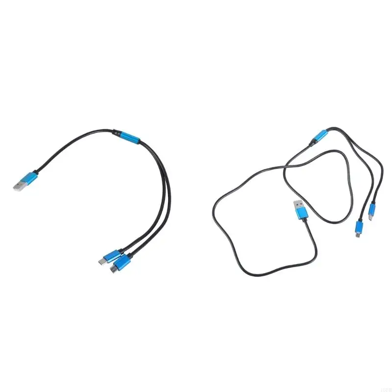 

16FD USB to Type C + MicroUSB Connectors Data Sync Fast Charging Cord for Cellphone