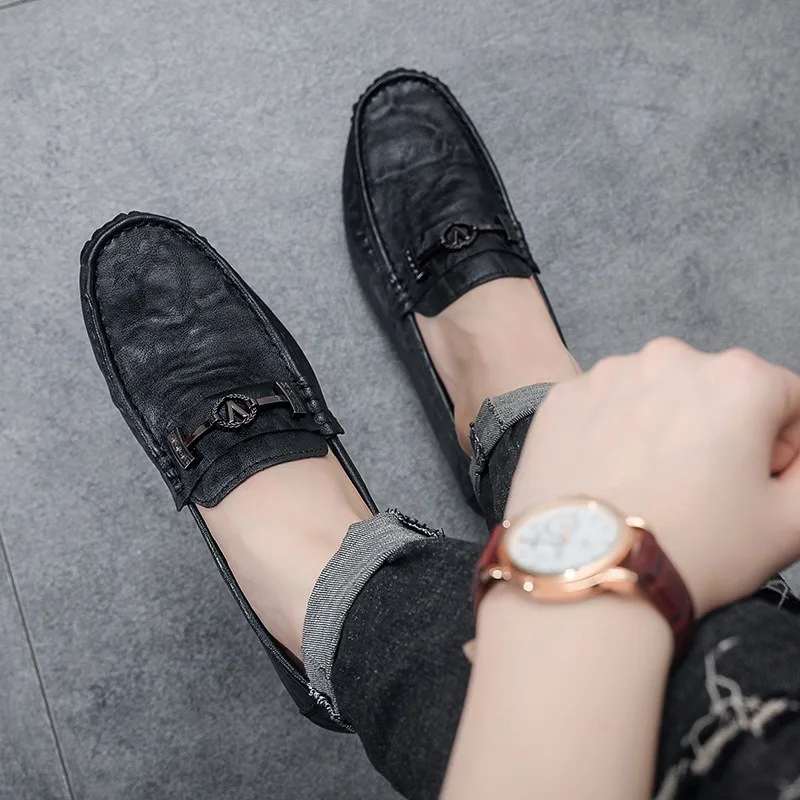 designer office shoes man casual business loafers for man black boat shoes man herren schuhe leder