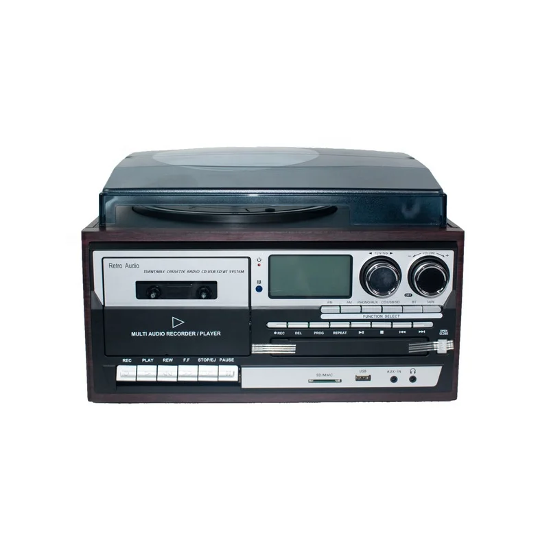 Retro Stereo System z odtwarzaczem CD Radio FM Aux z odtwarzaczem kasetowym USB MP3 Kolor OEM