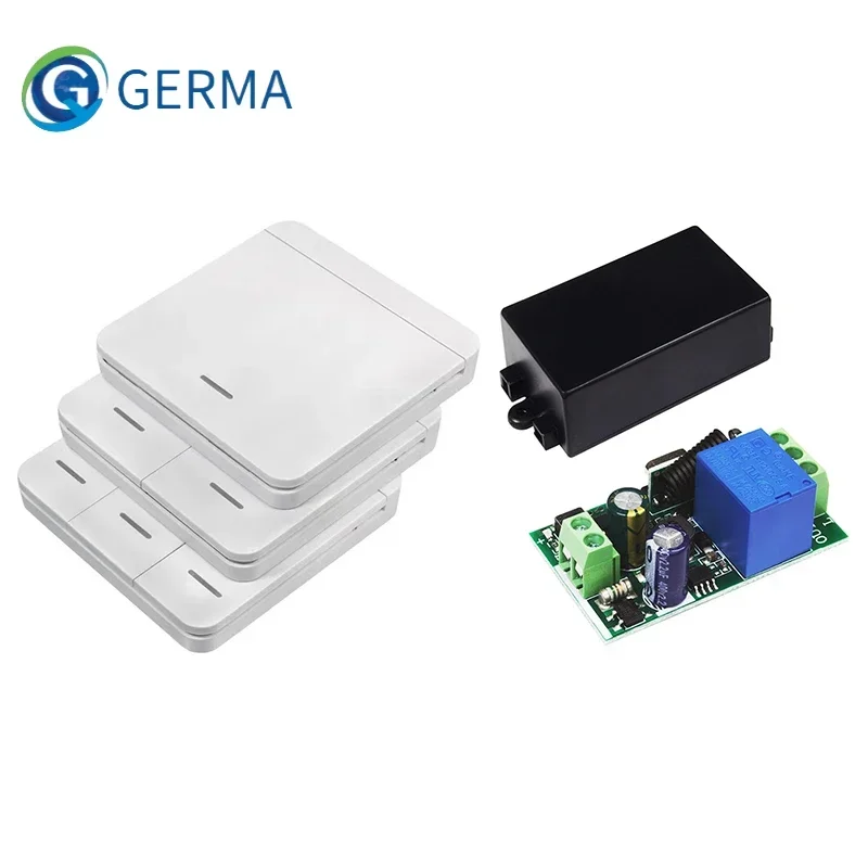 GERMA 1/2/3 Gang Wireless Wall Switch RF 433Mhz Remote Control 86 Transmitter with 10A 110V 220V Receiver for Lamp LED Fan Light