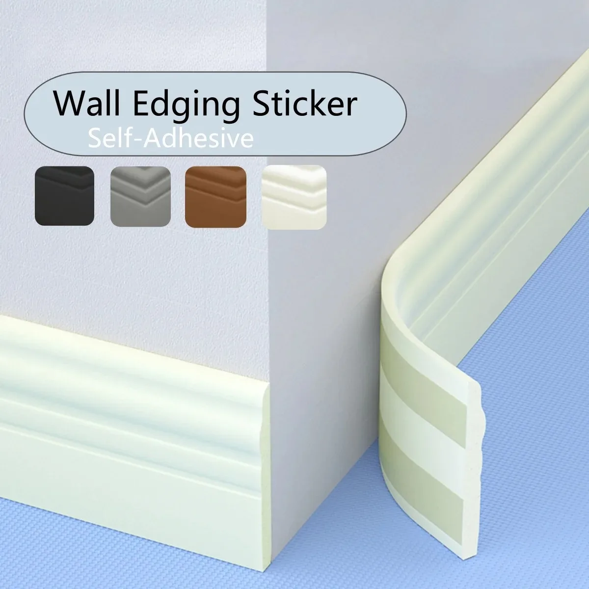 1PC 2m/78.74in Flexible Baseboard Molding Trim, Peel and Stick Wall Base Moulding Trim, Self-Adhesive Vinyl Wall Base Cove Base