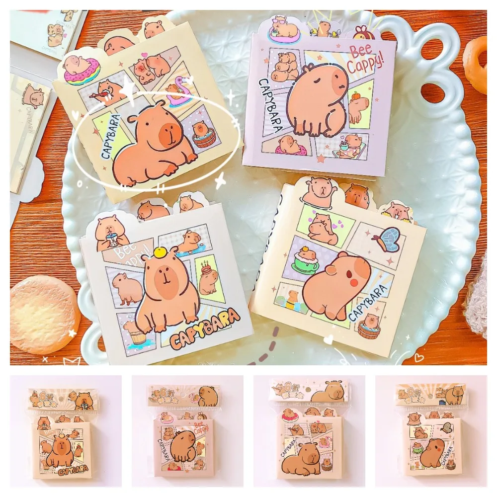 Hadiah 6 hadiah lipat catatan tempel Kawaii Mini lucu Memo Pad kertas Capybara untuk melakukan daftar perencana stiker