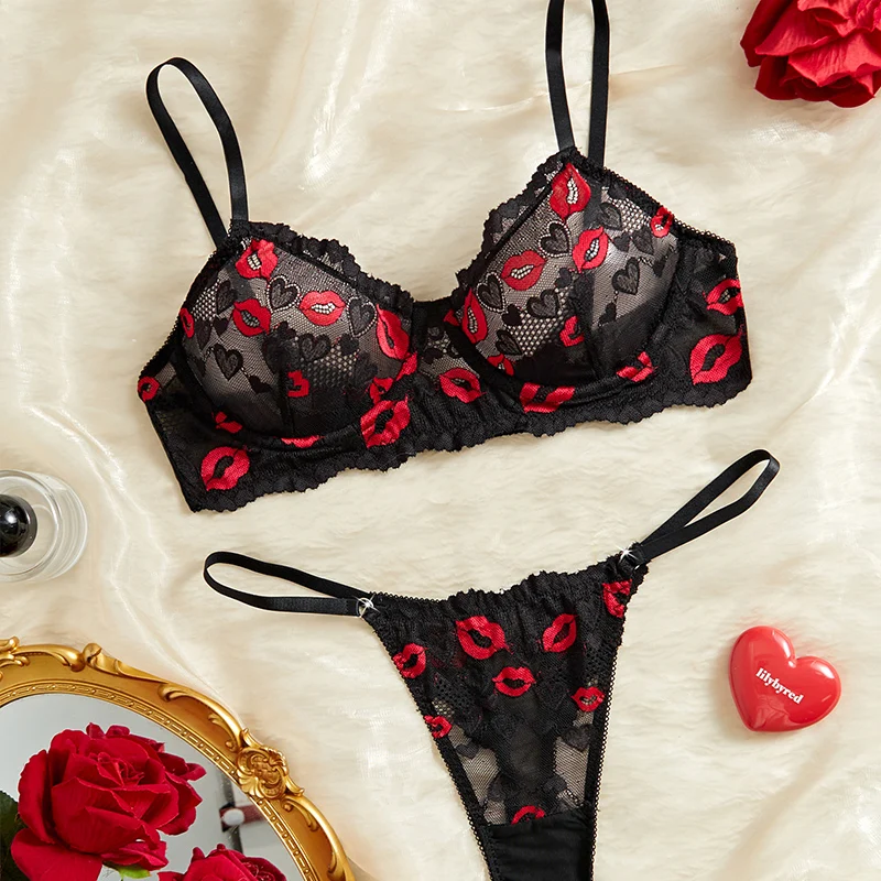 Transparent Lace Underwear Sexy Lingerie Set Women's Temptation Bra And Panties Sets Erotic Costumes view 2