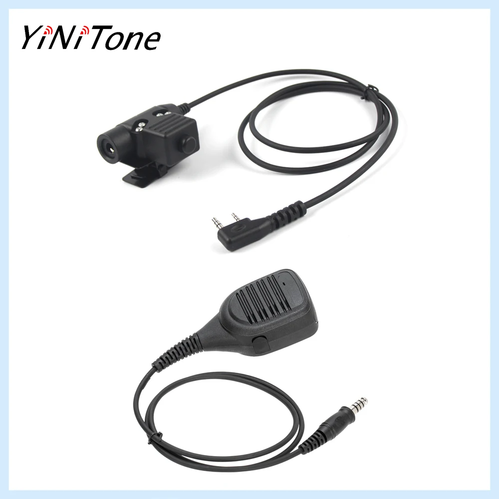 

Walkie Talkie CB Radio 7.1mm NATO Speaker Mic with U94 PTT Adapter For Kenwood HYT TYT Baofeng UV 82 UV5R UV5RE UV5RA UV6R BF888