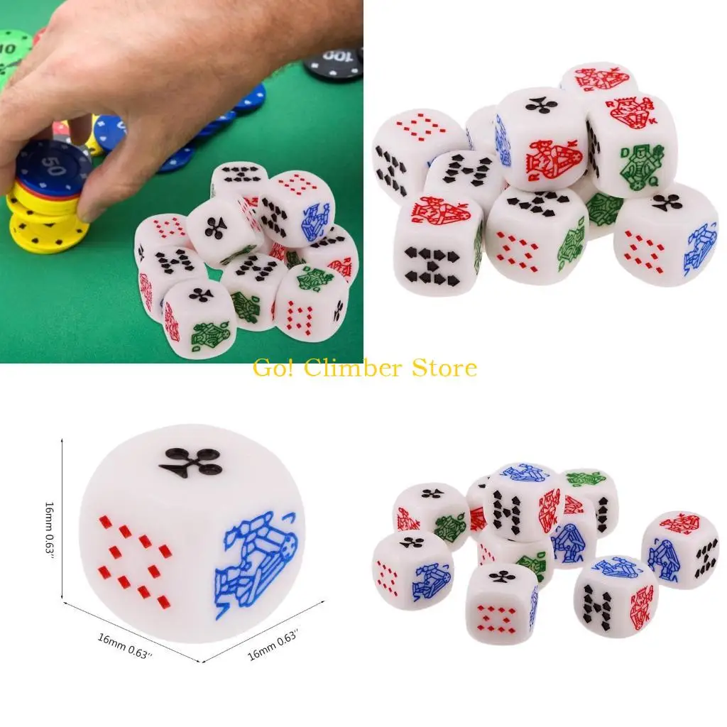 

Q84C 10 шт. 6-сторонние D6 игральные кости игровые карточные игры королева Джек 16 мм акриловый покер