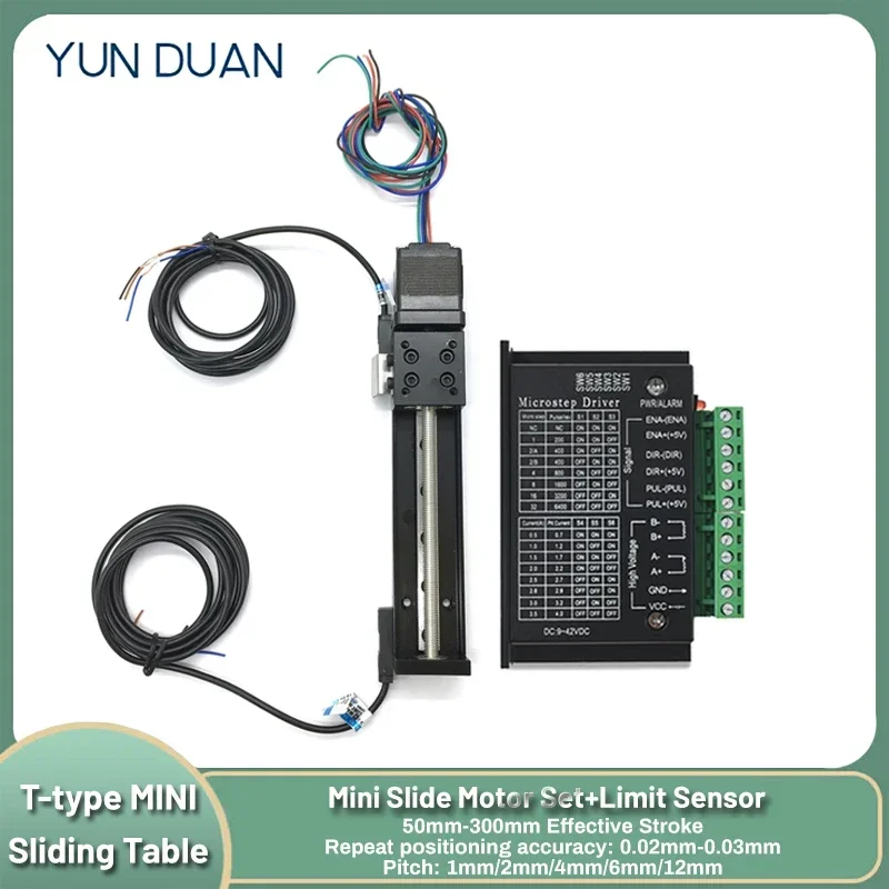 CNC Mini Sliding Table with Limit Sensor T-type Linear Guide Rail Motor Kit Motion Stage Linear Stage XYZ Axis Sliding Platform