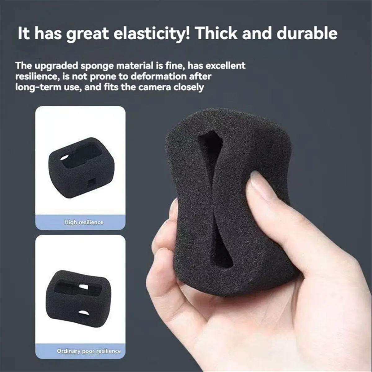 Delighted- Windslayer لـ Gopro12/11/10/9 غطاء رغوي للزجاج الأمامي الأسود غطاء مقاوم للرياح لملحقات Go Pro