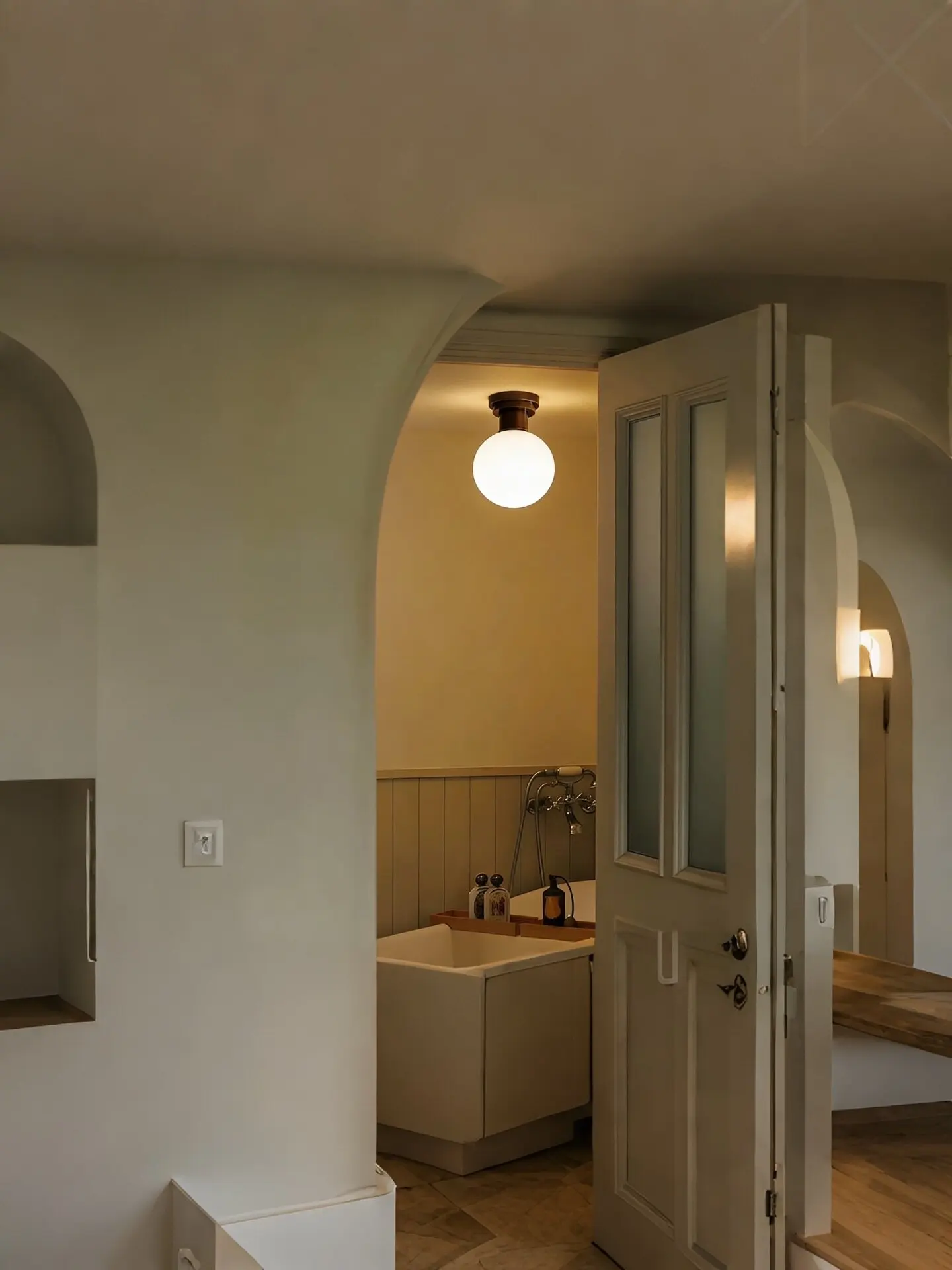 Waterproof glass ball ceiling lamp IP65 bathroom study bedroom bedside corridor copper lamp