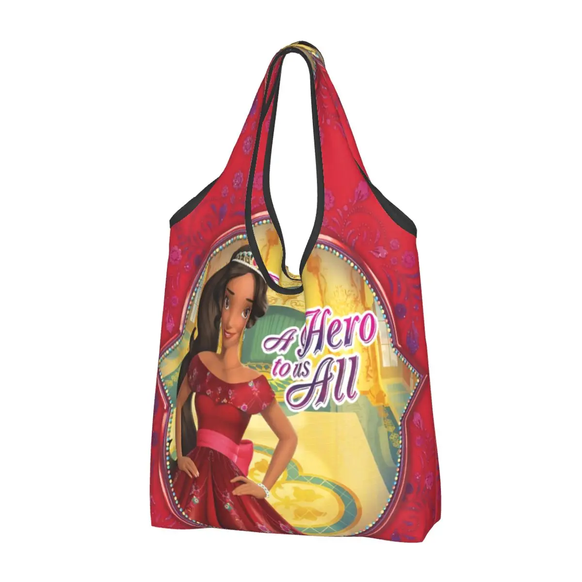 Custom Reusable Inspirational Disney Elena Of Avalor Shopping Bag Women Tote Bag Portable Anime Adventure Groceries Shopper Bags