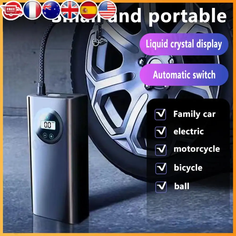 

Car Tyre Inflator Rechargeable LCD Display Tire Inflator with Digital Pressure Gauge Small Air Pump for Car Motorcycle Bike Ball
