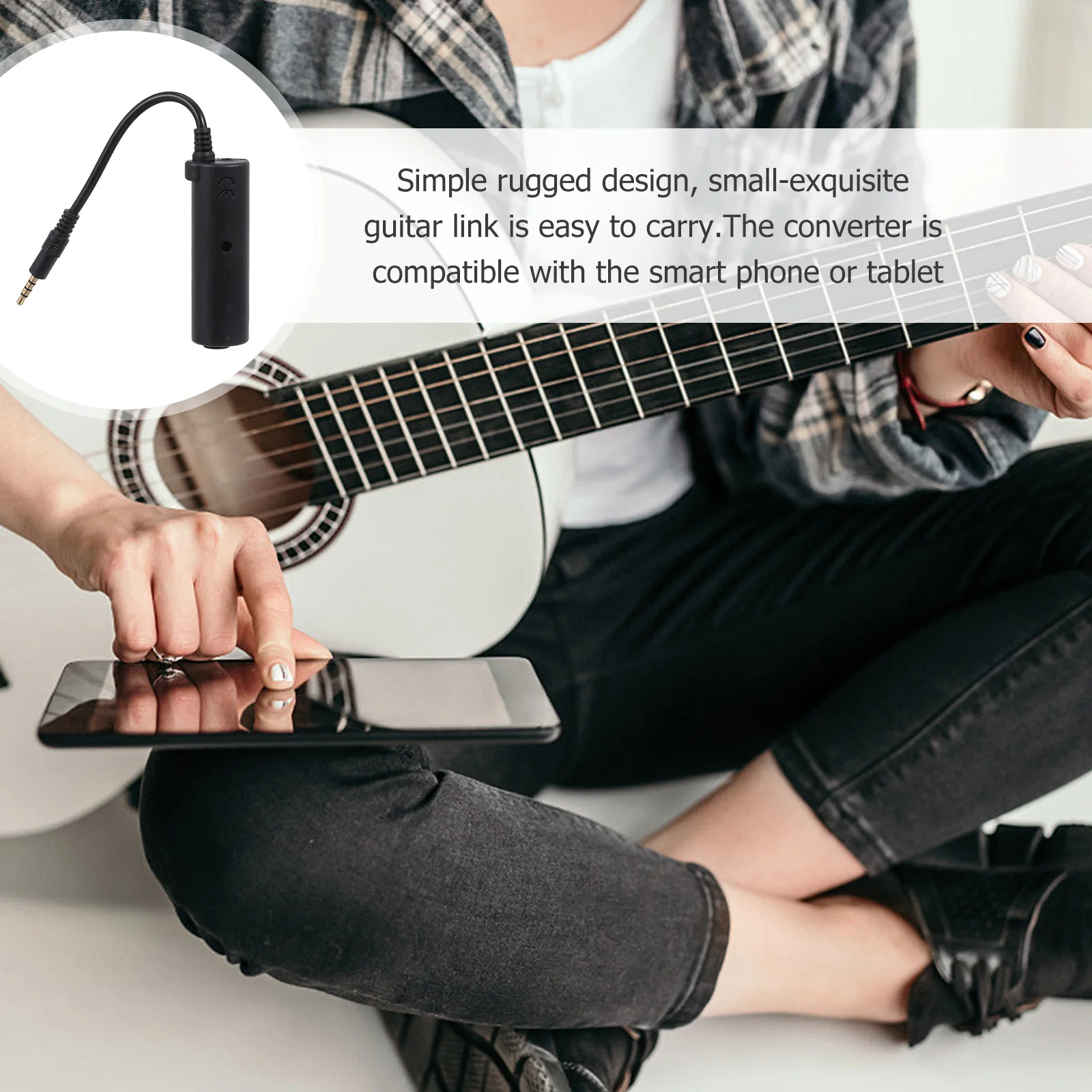 

Electric Guitar to Smartphone Adapter Audio Interface Converter Effector Black Effects