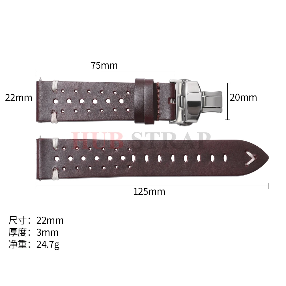 جلد طبيعي تنفس حزام (استيك) ساعة سوار 20 مللي متر 22 مللي متر جلد البقر خمر حزام الساعات فراشة مشبك ل Seiko لحزام أوميغا #6