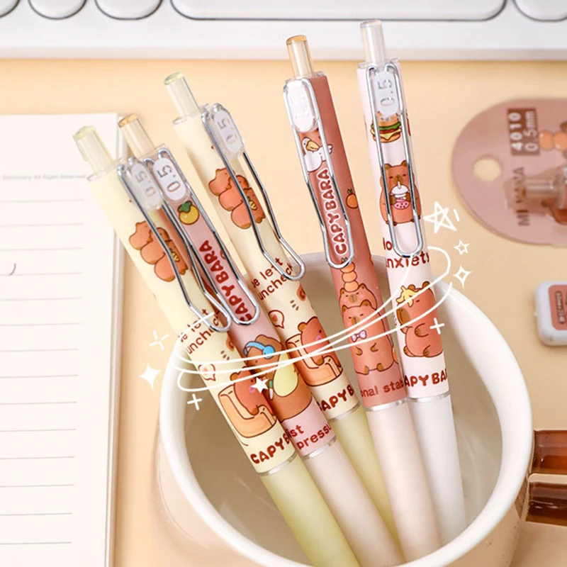 1Set Kawaii Capybara Mechanical Pencil Set School Office Supplies Cute Cartoon Writing Mechanical Pencils Student Stationery