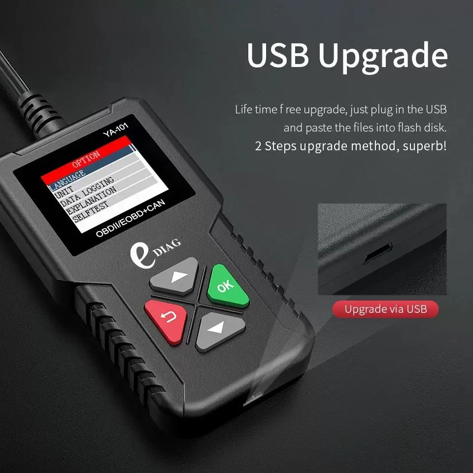 YA101 OBD2 Diagnostic Instrument Multi Language Car Engine Fault Code Reading Card Diagnostic Instrument OBD Detector