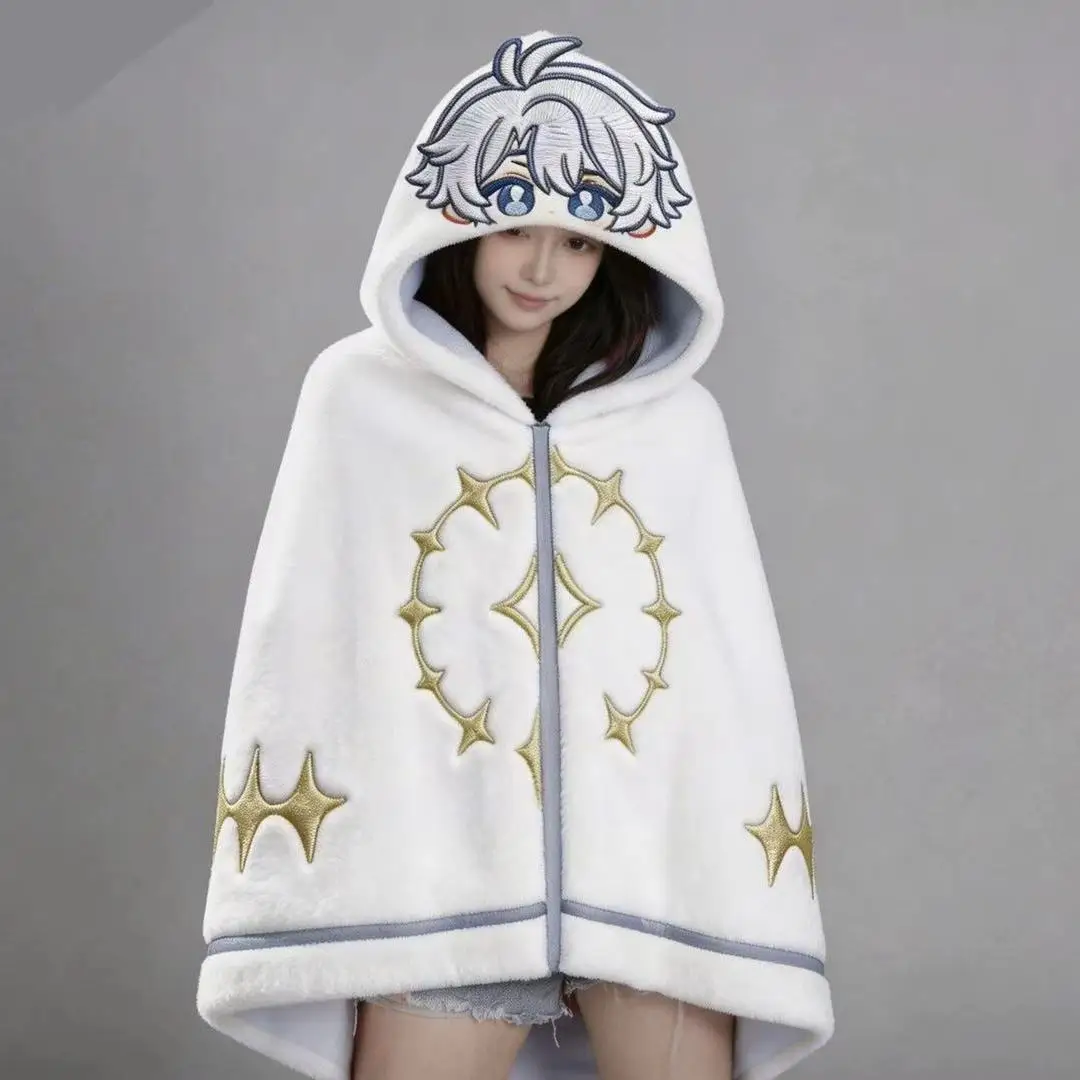 Game Honkai: Star Rail Phainon White Cape Hooded Cloak Shawl Silver Wolf Air Conditioning Blanket Office Student Nap Blanket