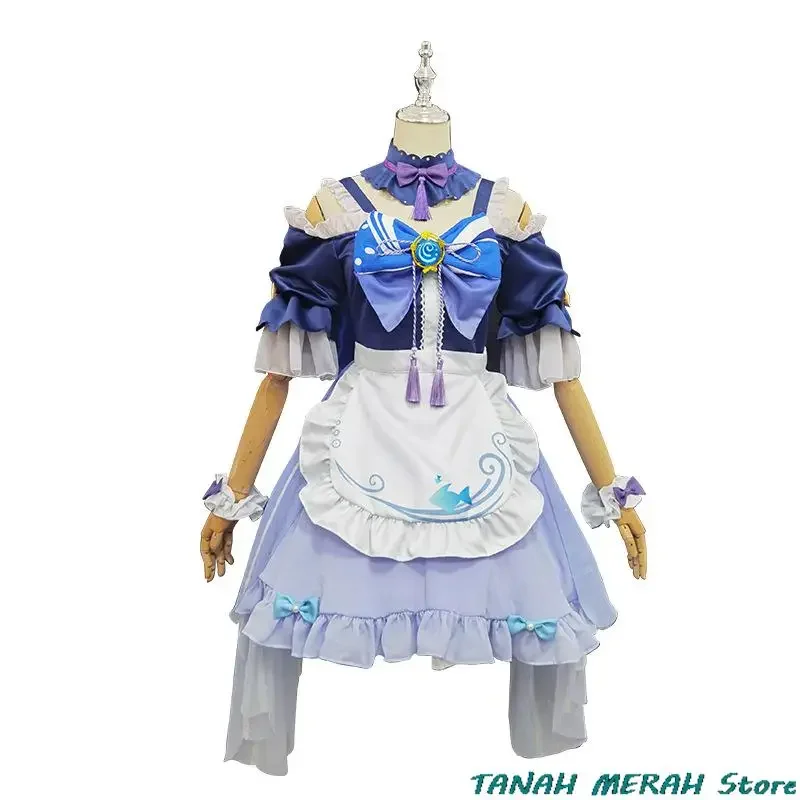 Sangonomiya Kokomi disfraz de Anime Genshin Impact Inazuma Watatsumi Island, uniforme de sirvienta Sexy para Halloween, peluca para mujer