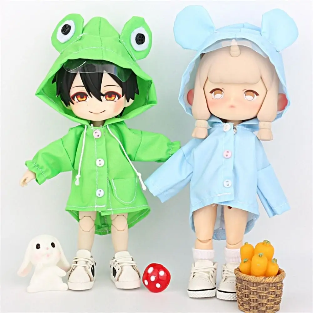 Windproof Clothing Doll Raincoat Rabbit Frog Dinosaur OB11 Doll Clothes Yellow Duck Dress Up Doll Animal Raincoat DIY Toy