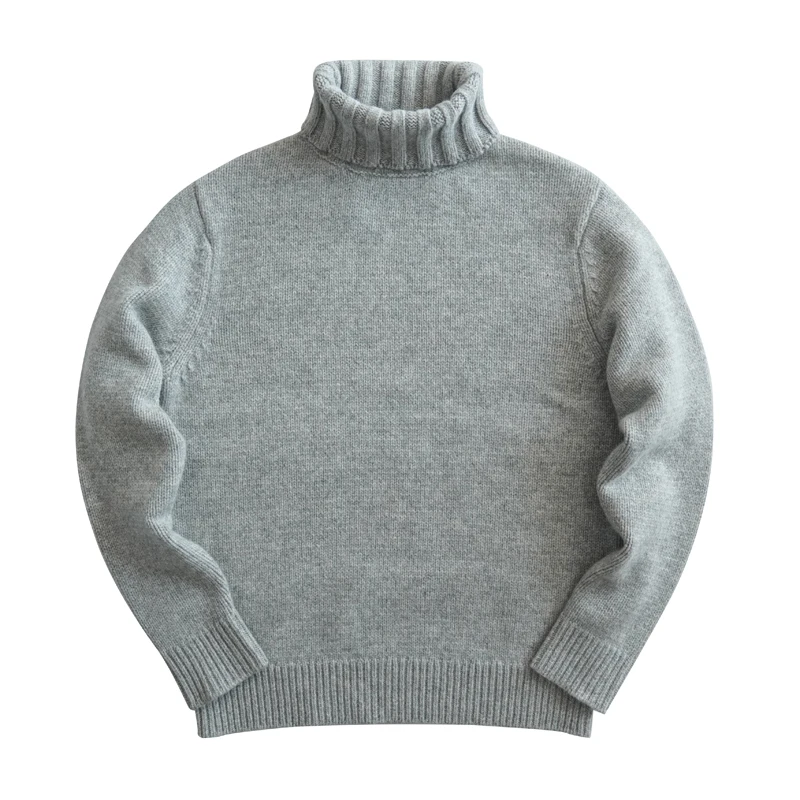 00% Pure Wool Thiened High Collar Sweater American Retro Sle Youthful Vitali Knittedwear for Men Winter Season Overhead