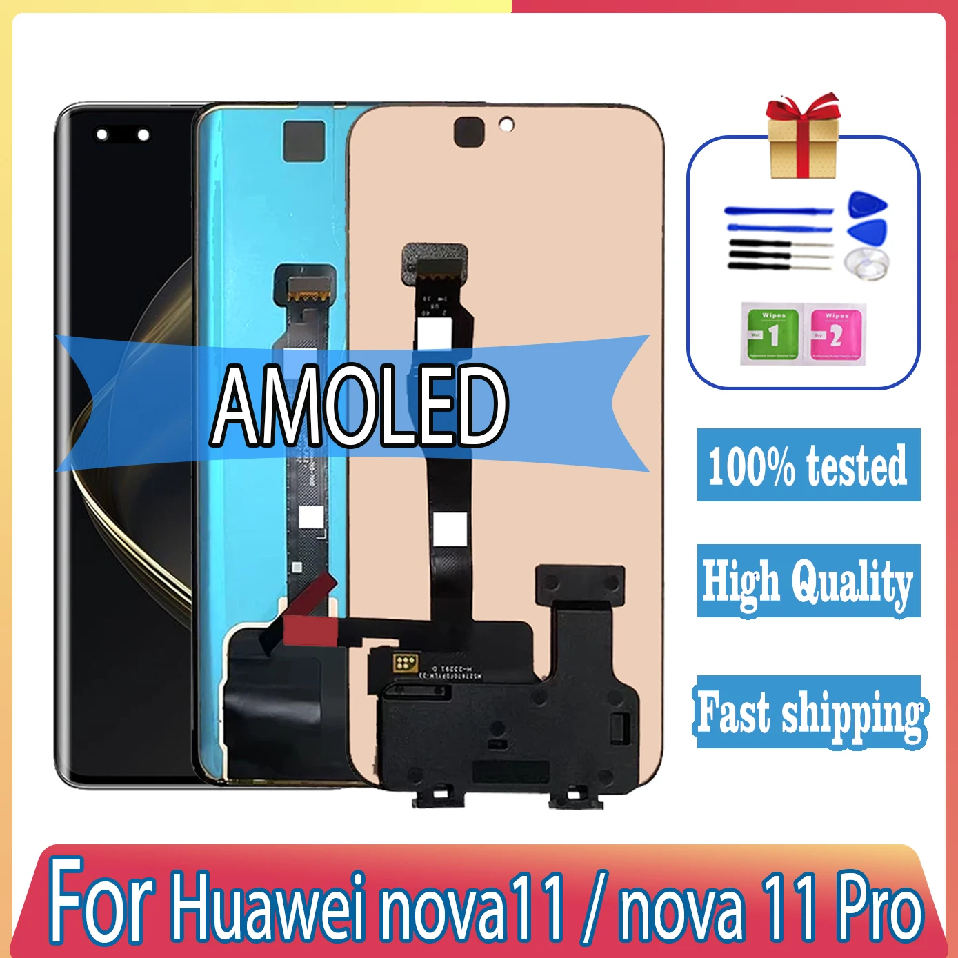 

100% протестировано AMOLED для nova 11 Pro 11 Pro GOA-AL80 ЖК-рамка с дигитайзером для Huawei nova 11 FOA-AL00, сенсорная панель ЖК-экрана