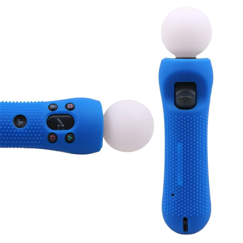 IVYUEEN 1 PCS สำหรับ PlayStation PS VR Move Motion Controller ยางซิลิโคนกันลื่นป้องกันกรณีผิวสีดำสีฟ้าสีแดง