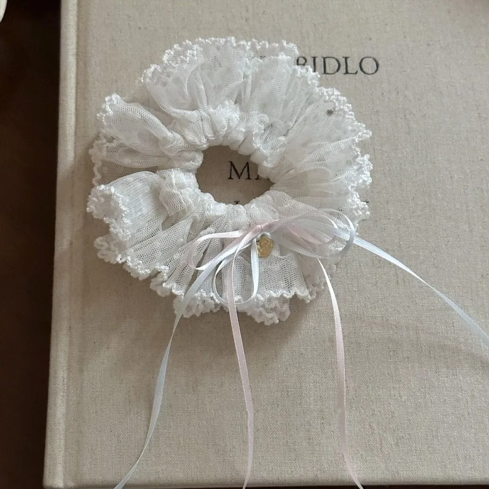 

Ins Chiffon Pleated Scrunchies Ribbon Lace Polka Dot Scrunchies Sweet Bow Oversized Hair Ropes Girls