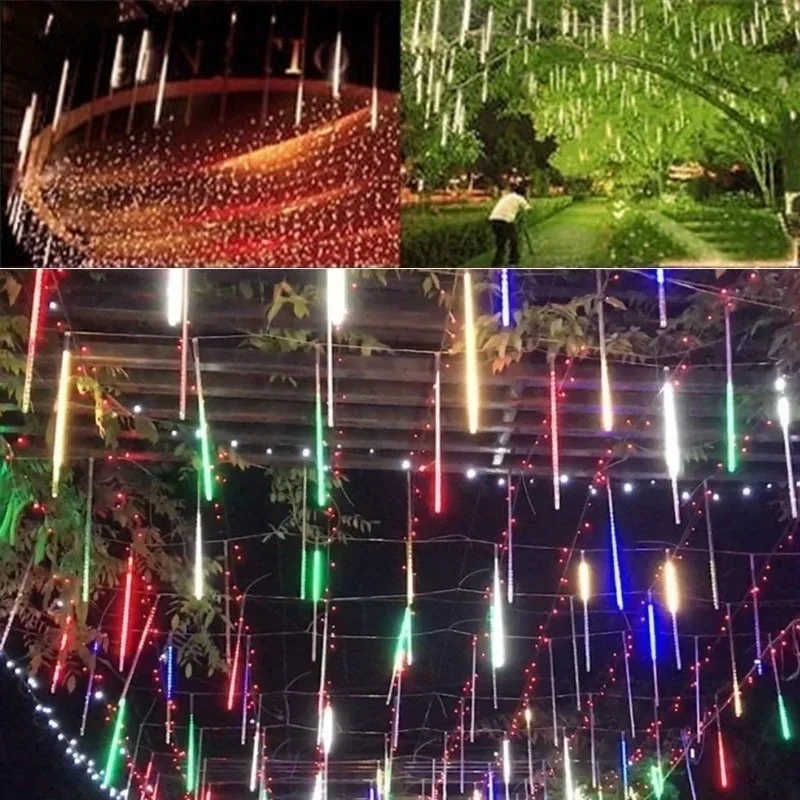 30cm/50cm Waterproof Meteor Shower Rain 8 Tube LED String Lights For Outdoor Holiday Christmas Decoration Tree EU/US/AU/UK Plug