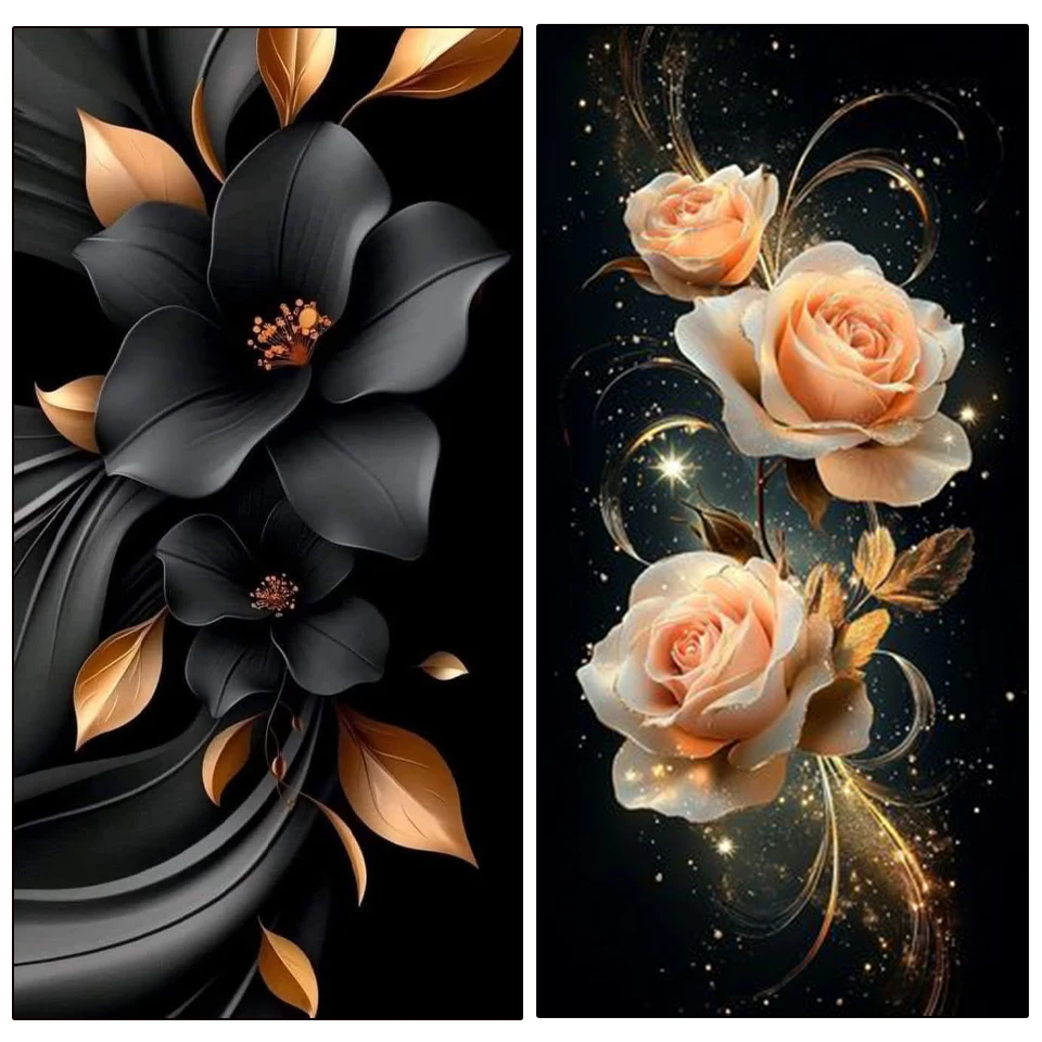 

Diamond Painting 5D DIY Gold Pink Rose Full Square/Round Diamond Embroidery Flower Wall Decoration Craft Kit Diamond Painting