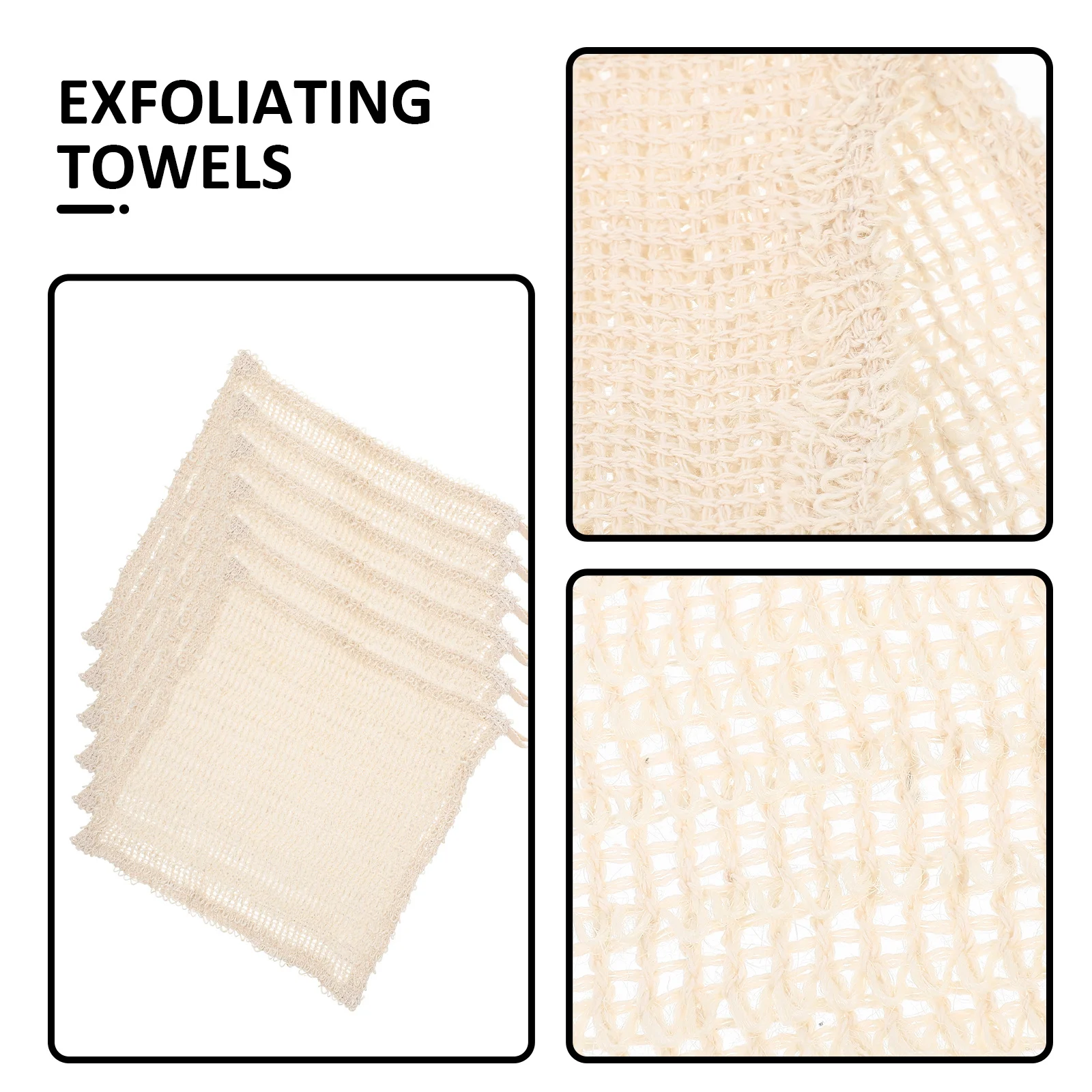 

6pcs Loofah Bath Towel Exfoliating Shower Scrubber Body Washcloth Hang Ring Quick Lather Lightweight For Travel Camping Bathing