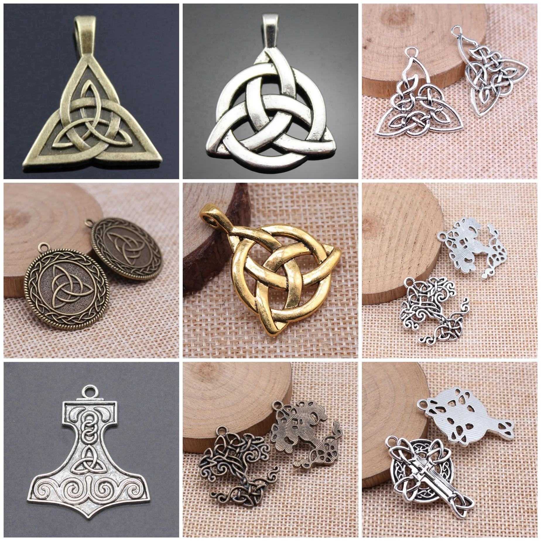 Zinc Alloy Celtic Knot Protection Amulet Charms Pendant Irish Vintage Charms For Keychain Earring Necklace Jewelry Accessories