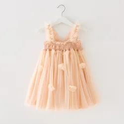 Girl Ruffles Suspender Princess Dress Kids Tutu Birthday Party 3D Butterfly Summer Dresses for 3M-6Y Elegant Girls