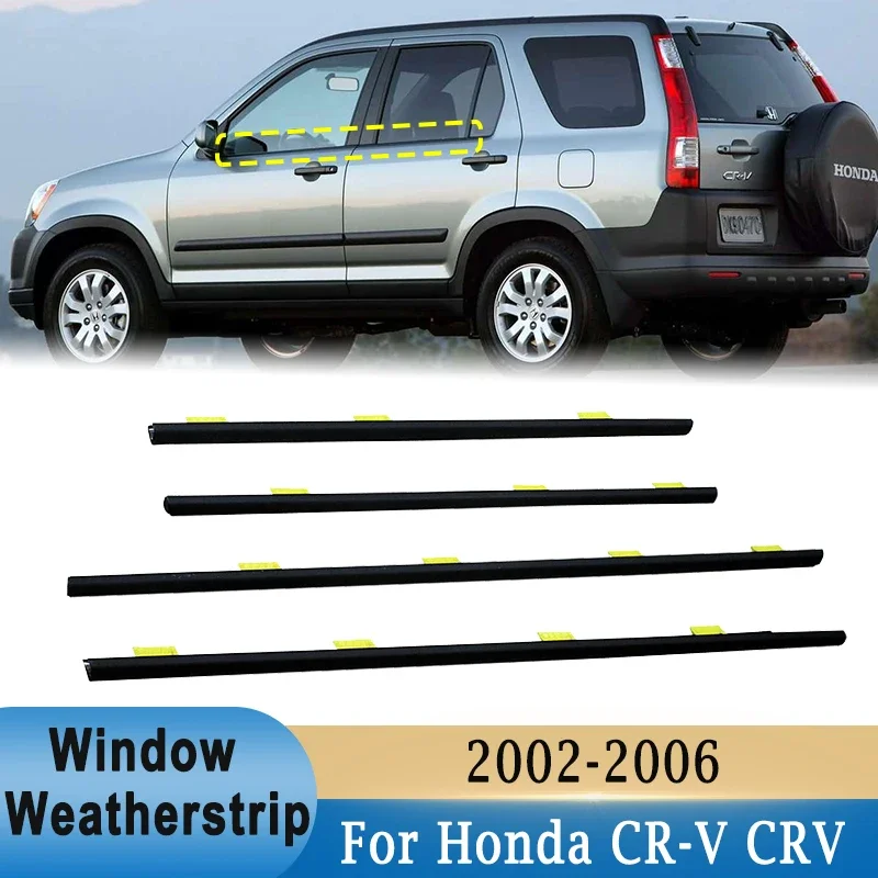 Window Weatherstrips For Honda CRV 2002-2006 Chrome Side Door Moulding Trim Belt Outer Window Glass Sealing Belts 72410-S9A-003