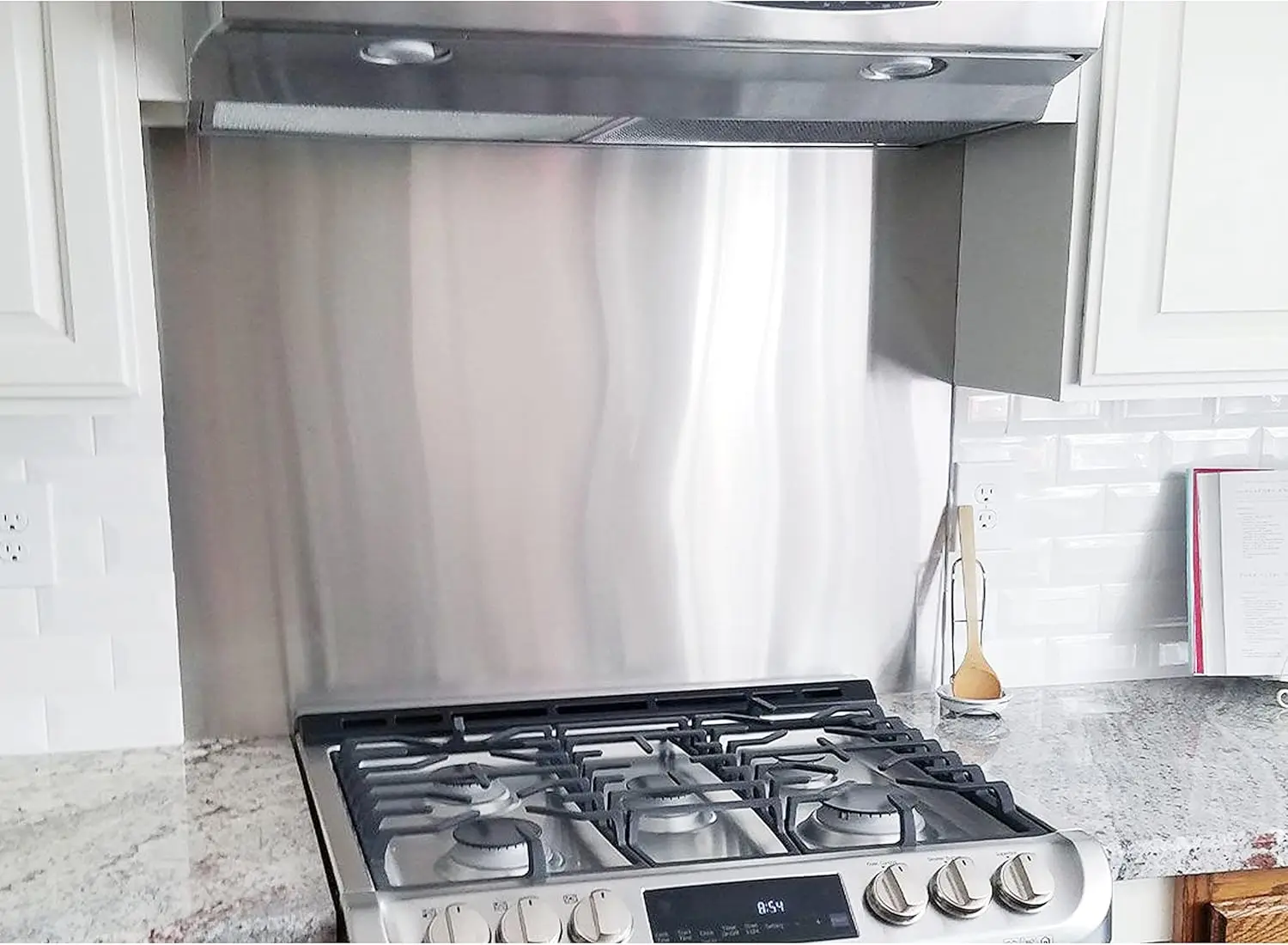 

24" 30" Stainless Steel Stove Backsplash Splatter Guard SP3604 Range Hood Backsplash Wall Shield Metal Panel, Flat Eas