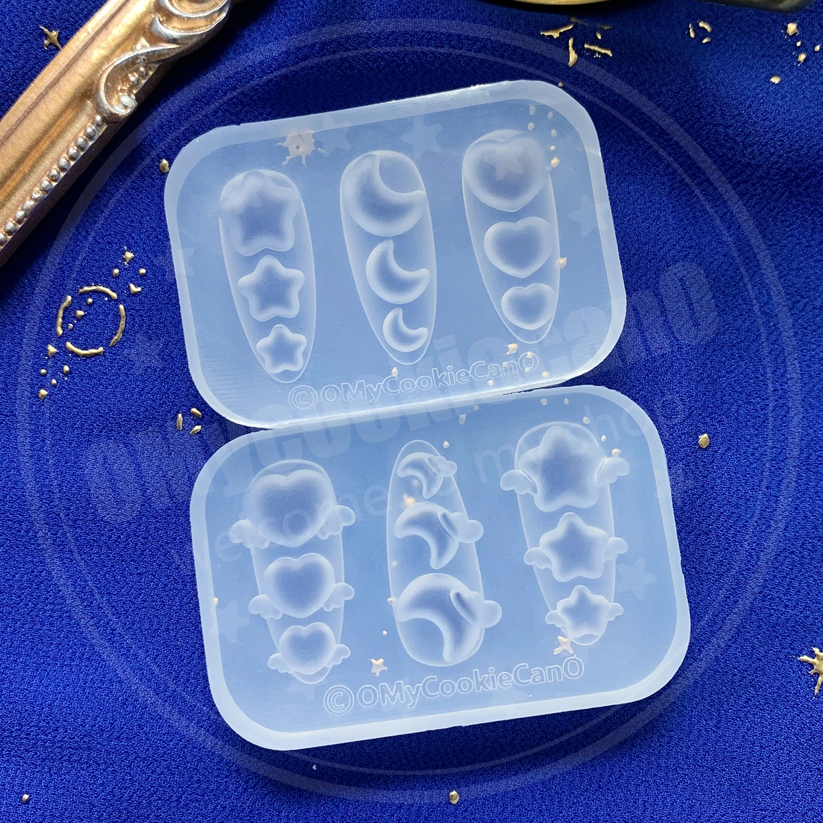 Cute Super Multi-style 3D Nail Art Molds - Bow Knot, Hamburger Food, Animals, Angel and Devil Wings, All Transparent Silic