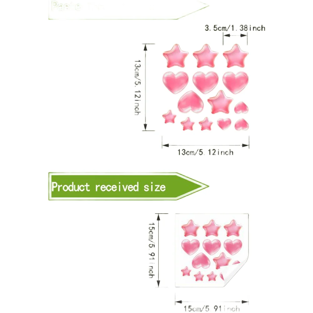 glow in the dark pink heart star wall decal pvc removable sticker for bedroom wall decoration 15x15cm easy apply