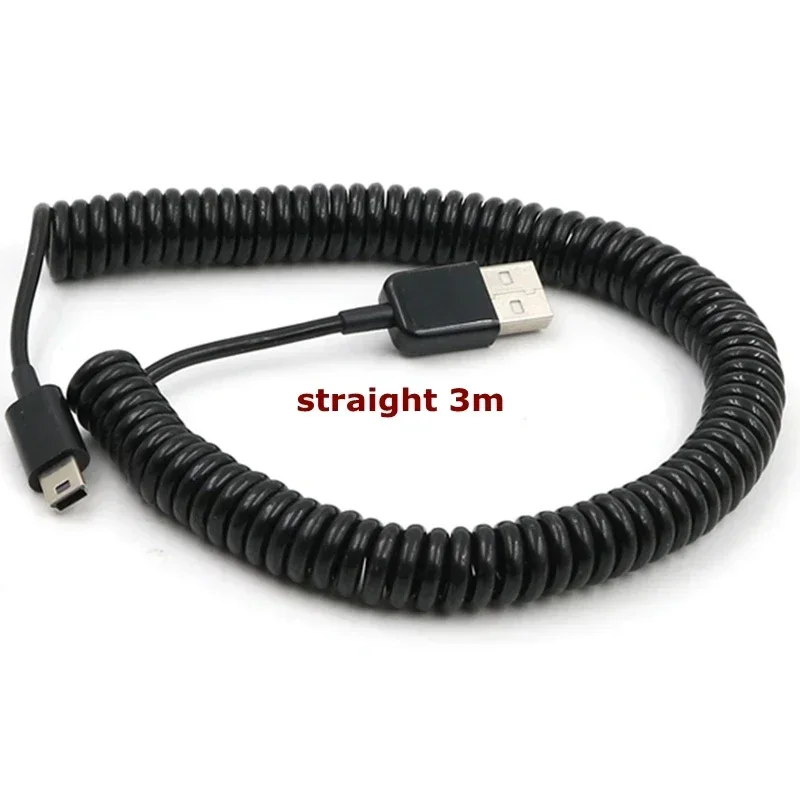 USB 2.0 A Male To Mini USB 5 Pin Right Angled 90 Degree Spiral Coiled Adapter Cord Cable 5ft for MP3 Players Digital Cameras