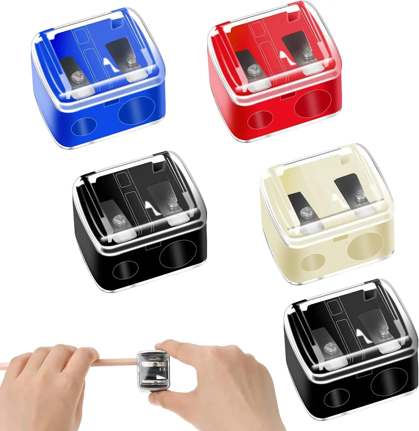 

Набор из 5 точилок для косметических карандашей, с двойным отверстием для карандашей для губ и глаз, разные цвета